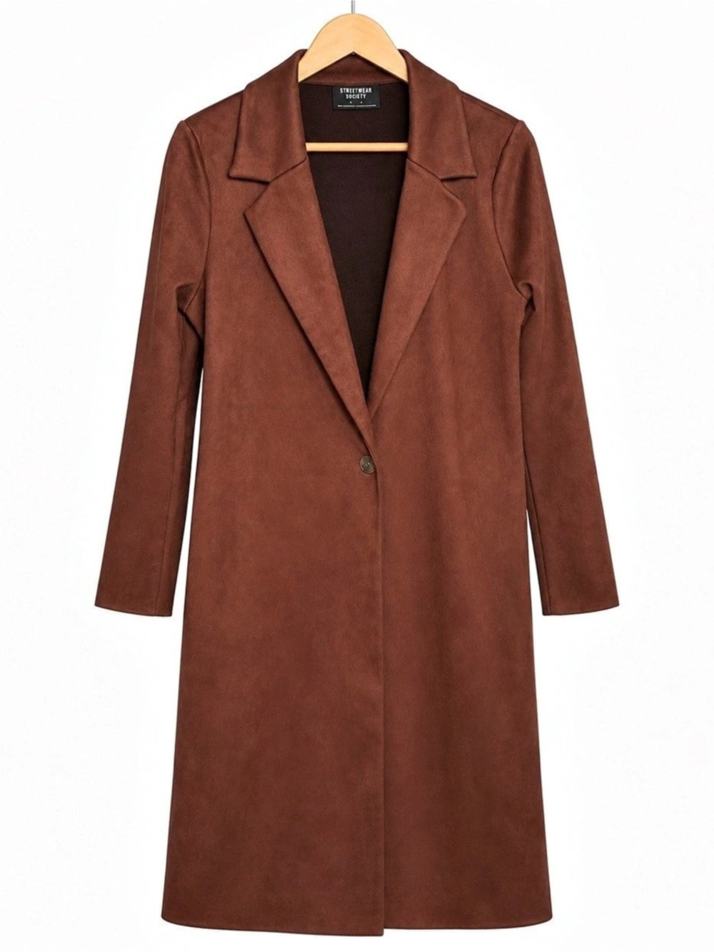 Streetwear Society Brown Vegan Suede Trench Coat | Small | NWOT